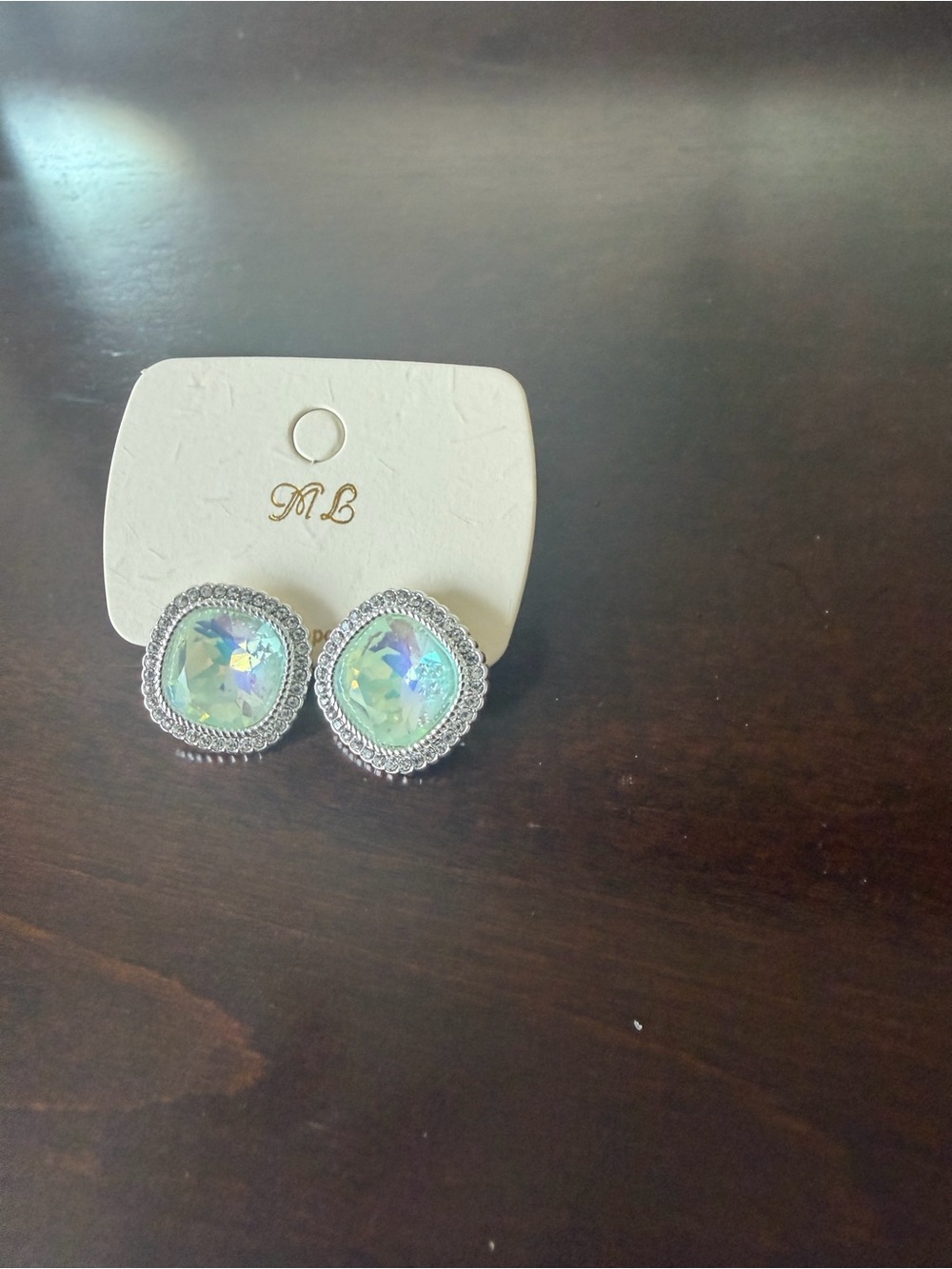 AB white stud earrings